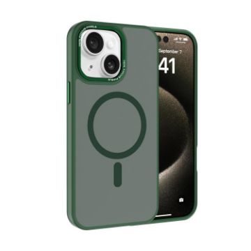 iPhone 14 Plus Dark Green MagSafe Case with Metal Lens Frame - 1