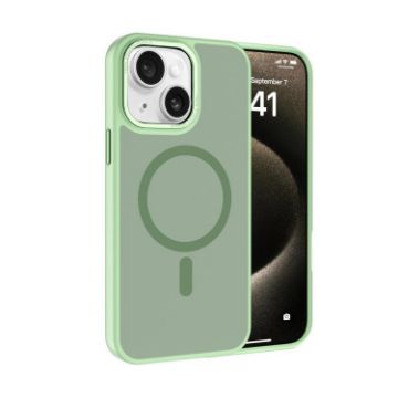 iPhone 14 Plus Kalebol Metal Lens Frame MagSafe Case - Matcha Green - 1