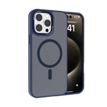 iPhone 14 Pro Max Kalebol Metal Lens Frame MagSafe Case Navy Blue - 1