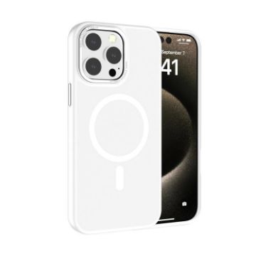 iPhone 14 Pro Max Kalebol Metal Lens Frame MagSafe Frosted Case White - 1