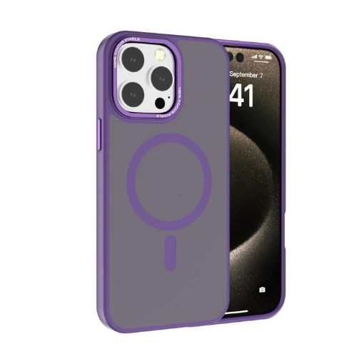 iPhone 13 Pro Kalebol Metal Lens Frame MagSafe Frosted Case Dark Purple - 1