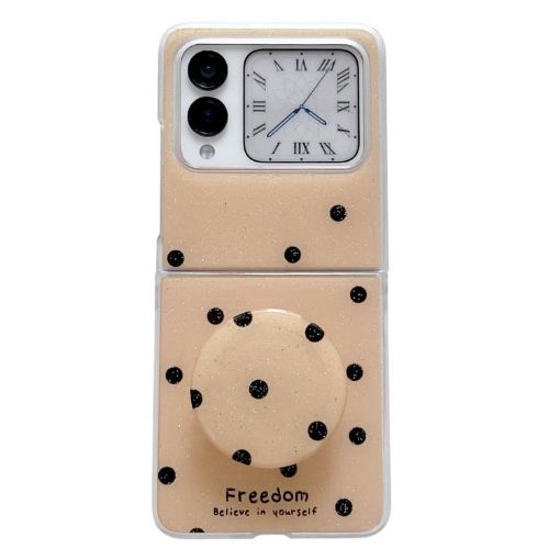 Huawei Nova Flip Case - Glitter Powder Dots Pattern with Holder (Gold) - 1