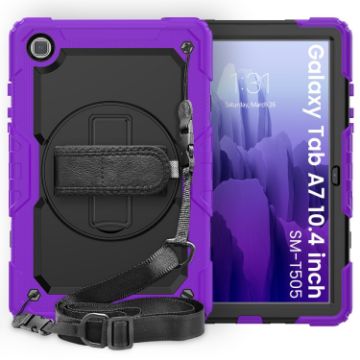Shockproof Case for Samsung Galaxy Tab A7 (2020) with Holder & Straps - Purple - 1