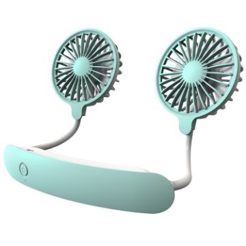 F6 Green Outdoor Mini Hanging Neck Fan - USB Charging, Small & Portable - 1