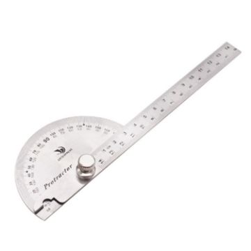 Stainless Steel Protractor Angle Finder with 145mm Arm Ruler Tool - 1