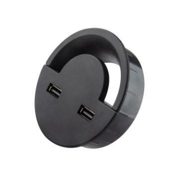 80mm Desktop Outlet USB Cable Wire Hole Cover Round Holder Winder - 1