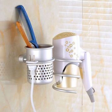 Wall Mount Hair Dryer Holder Rack | Spiral Bathroom Organizer Hook - 1