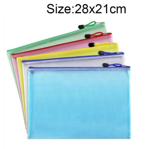 B5 Zipper Plastic Mesh Stationery Bag, 28x21cm, Random Color Delivery - 1