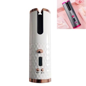 Wireless USB Charging Automatic Hair Curler with LCD Display - White - 1
