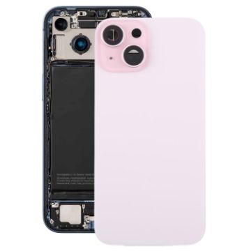 iPhone 15 Plus Pink Glass Battery Back Cover with Camera Lens Cover - 1