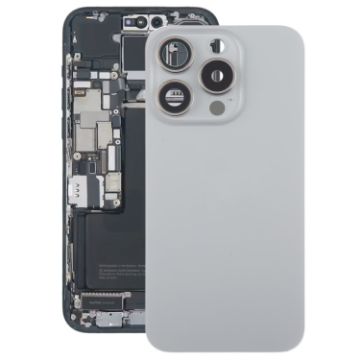 iPhone 15 Pro Max Grey Glass Battery Back Cover with Camera Lens Cover - 1