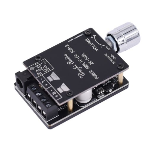ZK-502L Bluetooth 5.0 Wireless Stereo Audio Amplifier 50Wx2 12/24V - 1
