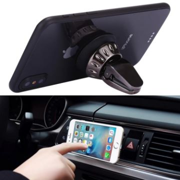 Universal Car Air Vent Phone Holder - Silicone Sucker, Bronze, For Smartphones - 1