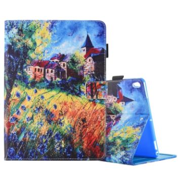 iPad Pro 10.5" Leather Case - Painted Village Pattern, Card Slots, Holder - 1
