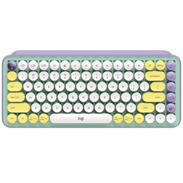 Logitech POP KEYS Bluetooth Mechanical Keyboard - Round Button, Purple - 1