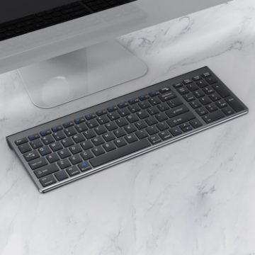 109 Three-mode Wireless Bluetooth Keyboard - Gun Metal Finish - 1
