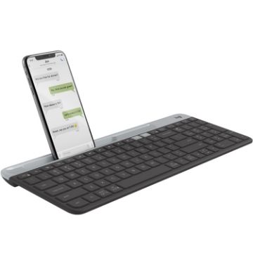 Logitech K580 Multi-device Wireless Keyboard with Phone Holder - Black - 1