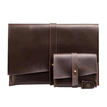 Leather Laptop & Tablet Bag w/ Cable Winder for 15.4" & Below - Coffee - 1