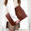 13.3" 2-in-1 Laptop Sleeve & Mouse Storage Bag - Brown PU Leather - 7