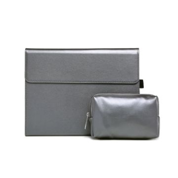 Surface Pro 7/7+ Grey Leather Case with Pen Slot & Power Supply Bag - 1
