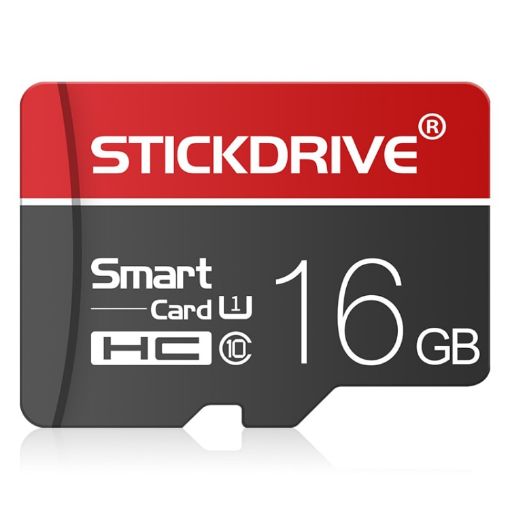 STICKDRIVE 16GB U1 TF Micro SD Memory Card - White Line Red/Black - 1