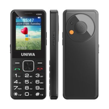 UNIWA V2000 Elder Phone, 2.4" Unisoc T107, 1700mAh, 4G, SOS, US Plug - 1
