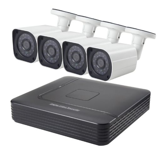 A4B6 4Ch Bullet IP Camera NVR Kit - Night Vision, Motion Detection, 15m IR - 1