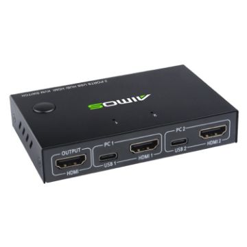 AIMOS AM-KVM201CC 2-Port USB Hub HDMI KVM Switch - No Extension Cable - 1