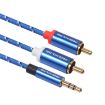 REXLIS 3610 3m 3.5mm to Dual RCA Gold-Plated Audio Cable Blue Braided - 3