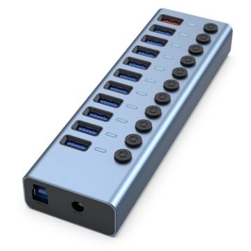 11 in 1 USB 3.0 HUB Splitter with Switch & 12V 4A Power Supply - 1