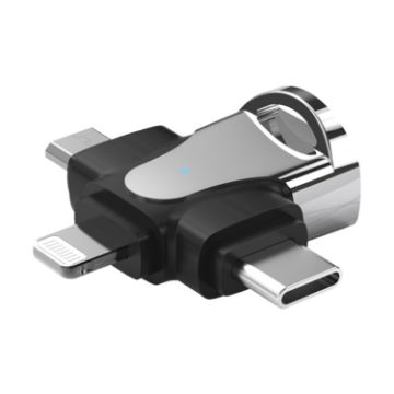3 In 1 OTG Adapter Silver - USB Type-C, Micro USB, USB-A Connector - 1