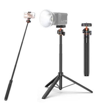 PULUZ 1.4m Selfie Stick Tripod with Phone Clip for Vlog & Live Streaming - 1
