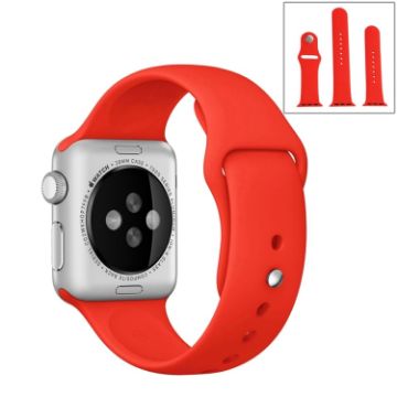 Red Rubber Watch Band with Pin Buckle for Apple Watch Series 10/9/8/7/SE/6/5/4/3/2/1 - 1