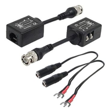 2 PCS Passive Video Balun CCTV Network UTP BNC - Black - 1