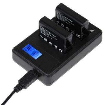 LCD Screen Dual Batteries Charger for GoPro HERO4 AHDBT-401 GP258-C - 1