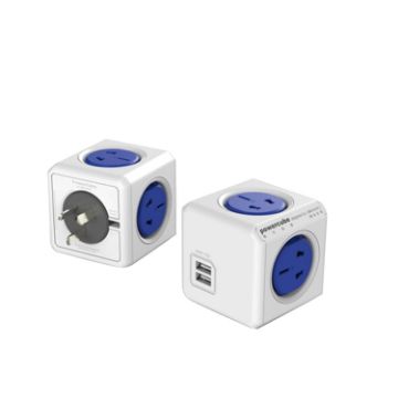 Universal PowerCube 10A Wall Adapter with 4 Sockets & 2 USB Ports, AU Plug - 1