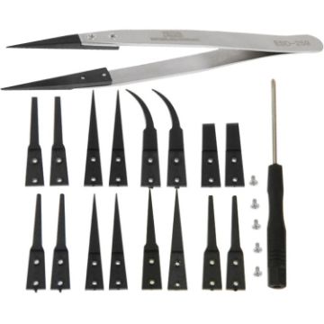 9 in 1 Anti-Static Tweezers & Cross Screwdriver Set - Replaceable Tips - 1