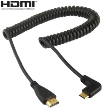 Gold Plated Mini HDMI to HDMI Coiled Cable 1.4 Version, 0.6m-2m, 3D/Ethernet - 1