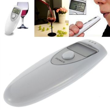 LCD Display Breath Alcohol Tester with Audible Alert - White - 1