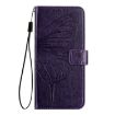 Vivo S30 Dark Purple Embossed Butterfly Leather Phone Case - 3