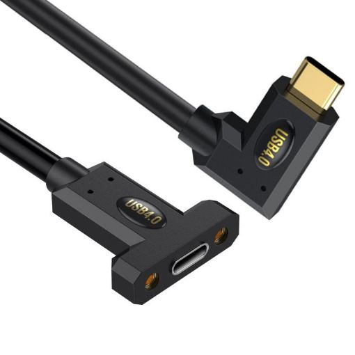 240W Type-C Male Elbow to Female Panel Extension Cable, 1m Length - 1