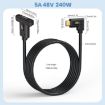 240W Type-C Male Elbow to Female Panel Extension Cable, 1m Length - 2