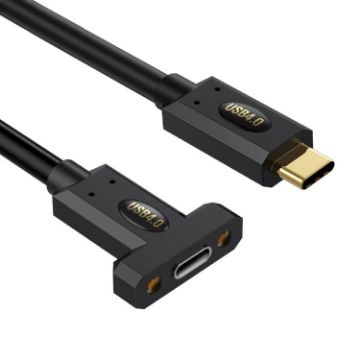 Type-C Male to Female Panel Extension Cable, 1m, Screw Fixed - 1