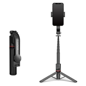Lenovo Thinkplus Aluminum Bluetooth Selfie Stick, 1.1m - Black - 1