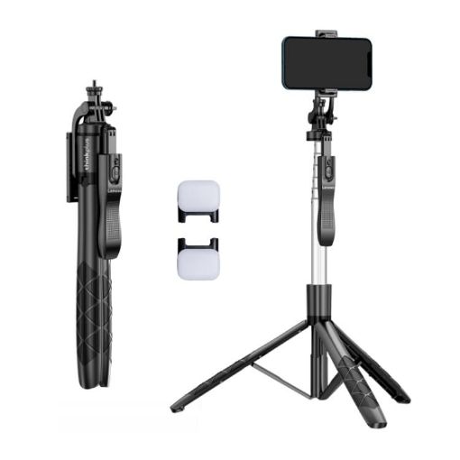Lenovo Thinkplus H18B Bluetooth Selfie Stick, Dual Fill Light, 1.8m, Black - 1