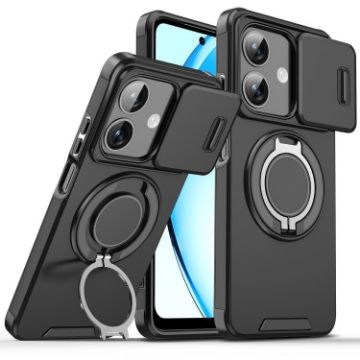 OPPO A3x Global Camshield Ring Holder Phone Case - Black - 1