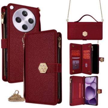 OPPO Find X8s+ 5G Red Leather Crossbody Handle Phone Case - 1