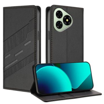 Ulefone Note 19 Retro Leather Wallet Phone Case - Black, Embossed - 1
