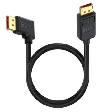 16K DisplayPort Extension Cable 1.8m, DP2.1 Right Elbow 52Gbps 30Hz (Black) - 1
