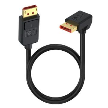 16K DisplayPort Extension Cable 3m, DP2.1 Upper Elbow 52Gbps 30Hz (Black) - 1